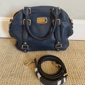 Michael Kors Dark Blue Satchel with Gold Accents